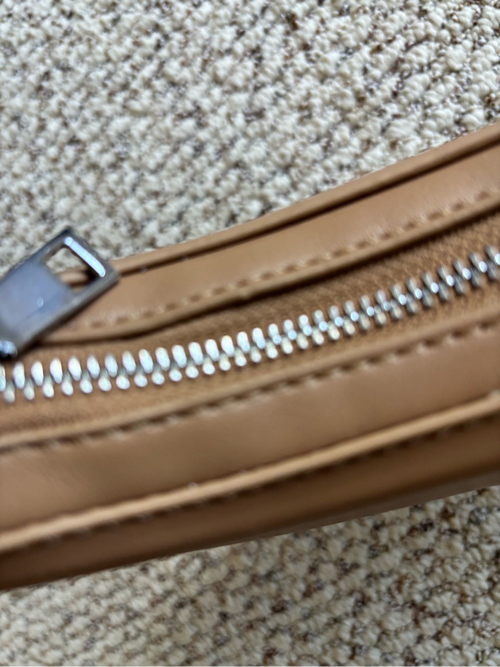 Tan Crescent Shoulder Bag - Minimal Half Moon Purse by Madison West - Picture 3 of 8
